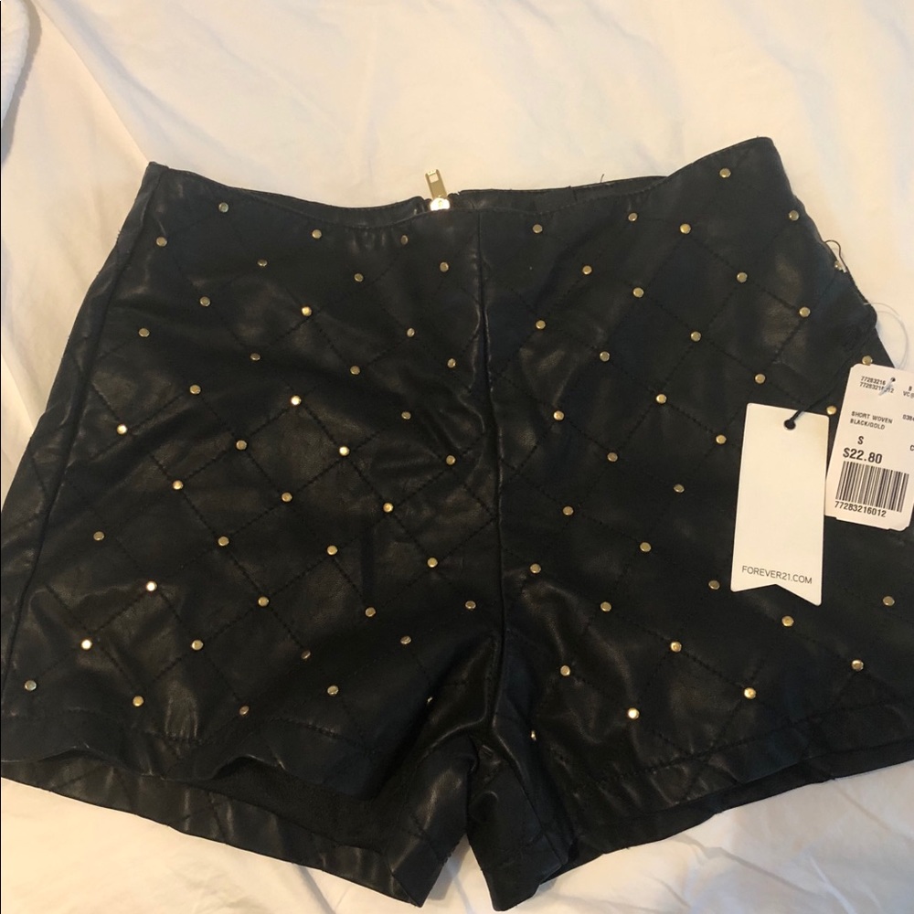 High waisted leather shorts